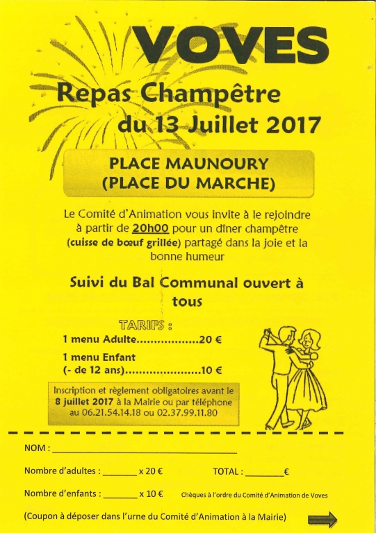 Bulletin d'inscription au repas champêtre du 13 juillet